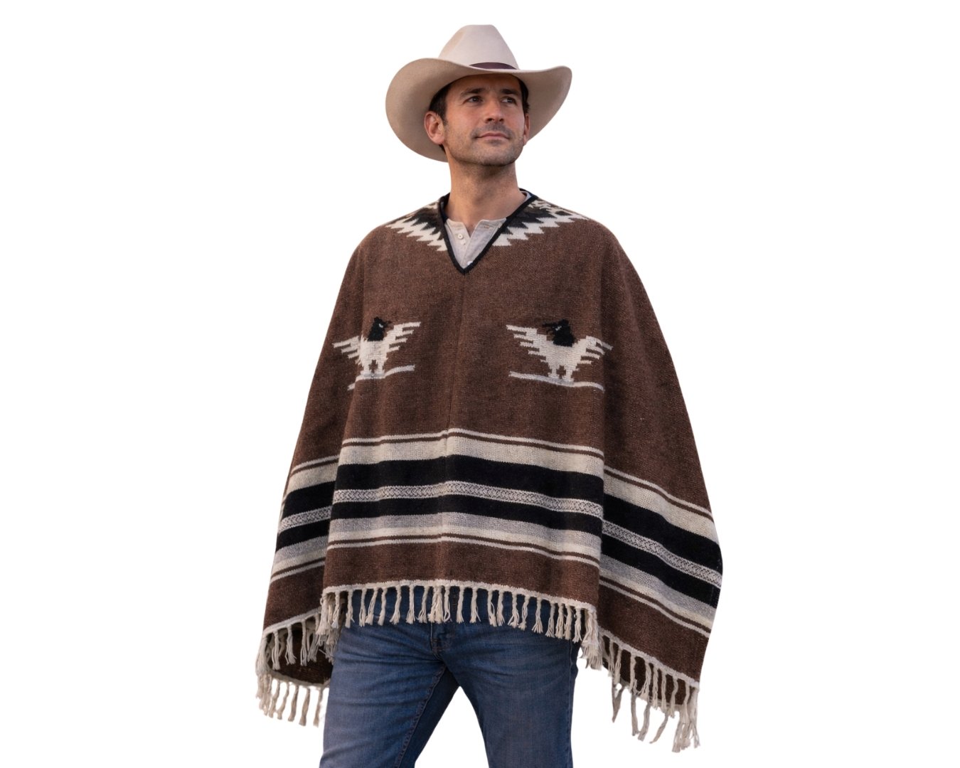 Poncho sarape Saltillo artesanal 195x85 cm - FLOMM